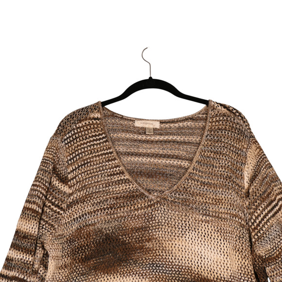 Dressbarn Sweater Womens Size 2X Brown Asymmetrical Hem Light Sheer Beachy - Picture 2 of 10